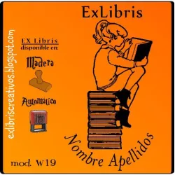 ExLibris Niña lee sentada en libros